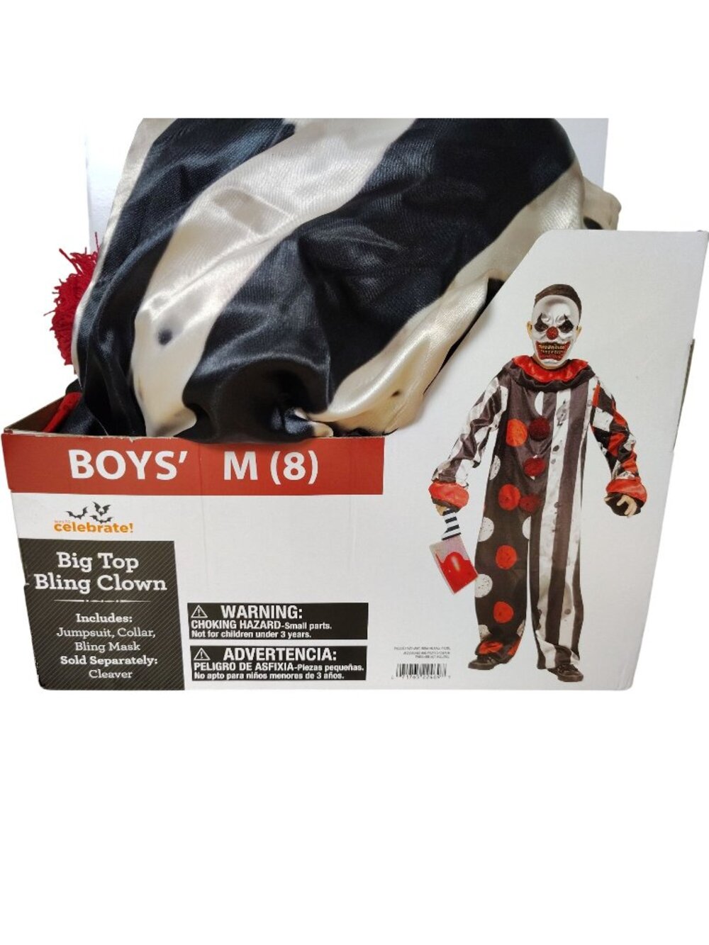 Celebrate Big Top Bling Clown Boys Costume Medium 8 Scary Evil Halloween New